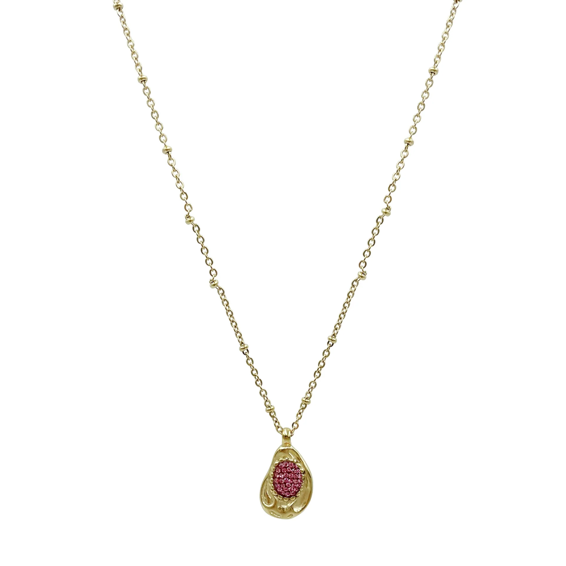 Wholesale Rhinestone Pendant Necklace French Retro Geometric Stainless Steel 18K Goldplated Clavicle Chain For Women - Image 4