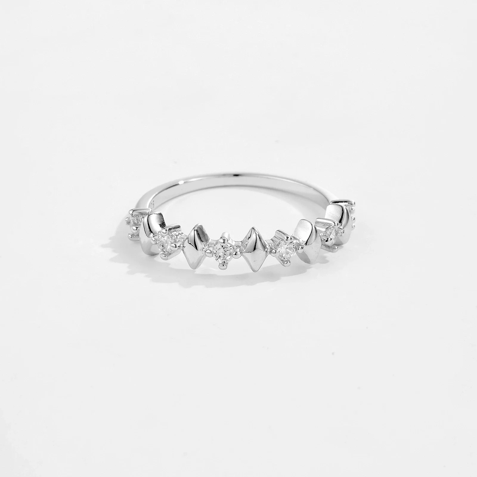 Wholesale Ring 925 Sterling Silver Geometric Irregular Design Microinlaid Zircon Electroplated - Image 4