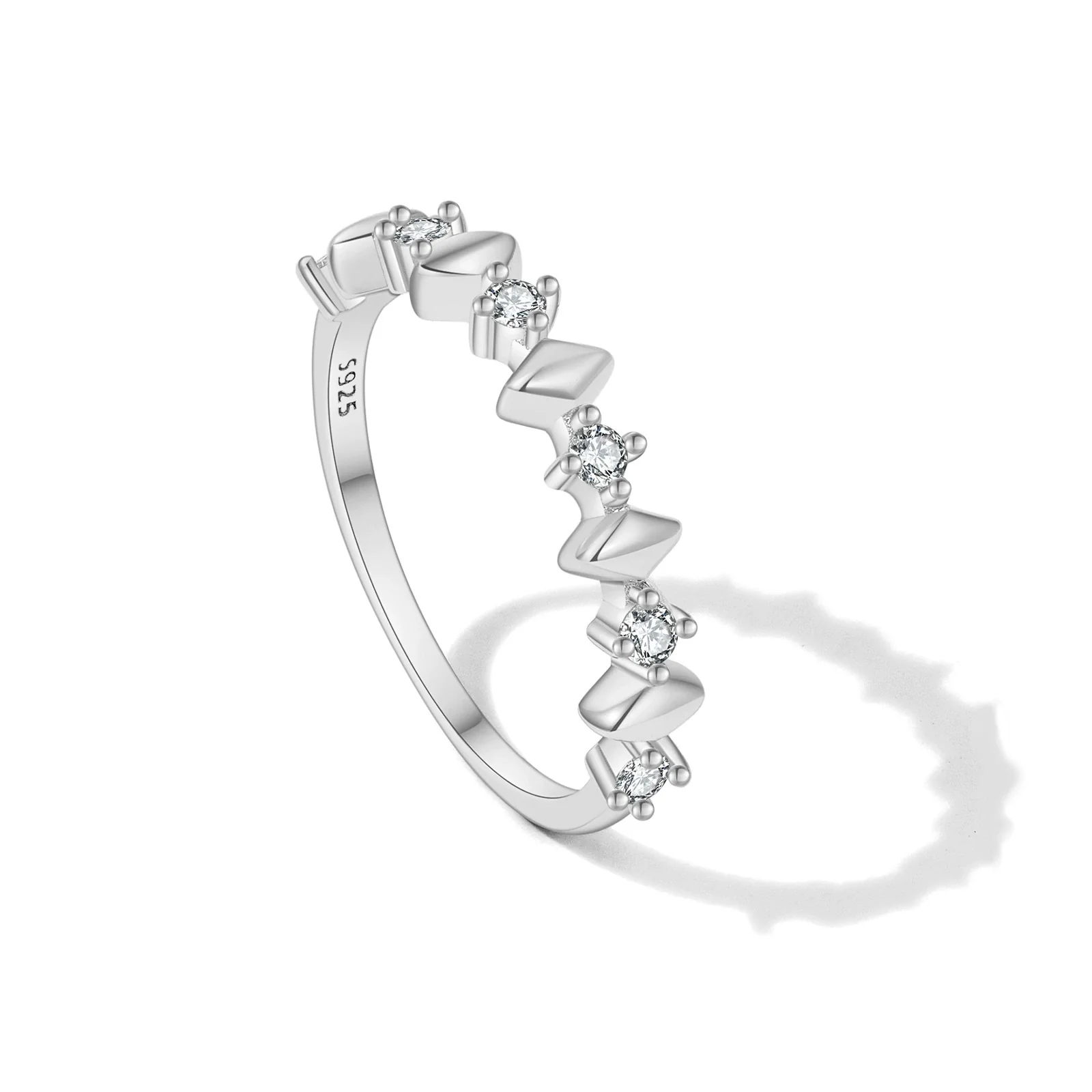 Wholesale Ring 925 Sterling Silver Geometric Irregular Design Microinlaid Zircon Electroplated - Image 5