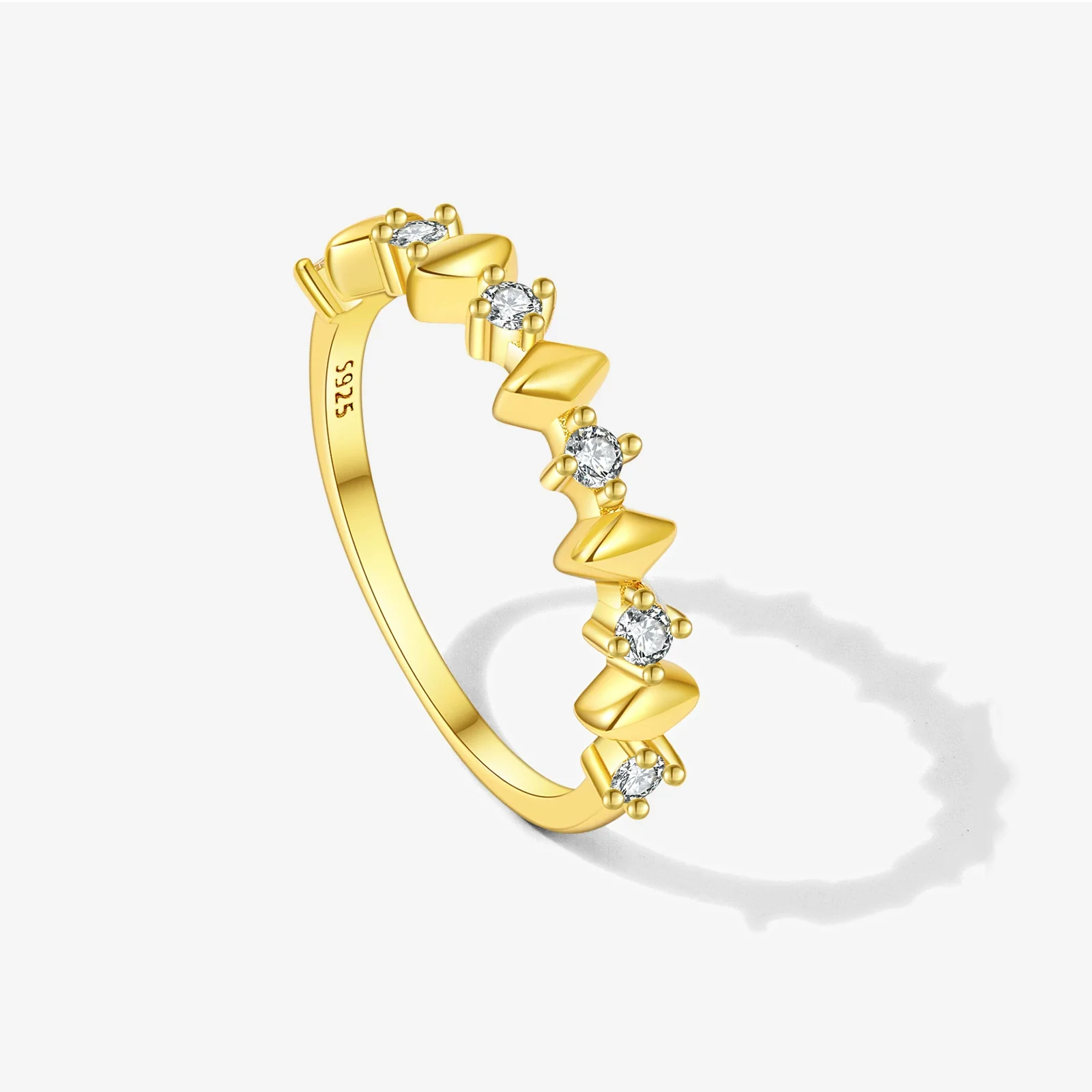 Wholesale Ring 925 Sterling Silver Geometric Irregular Design Microinlaid Zircon Electroplated - Image 7