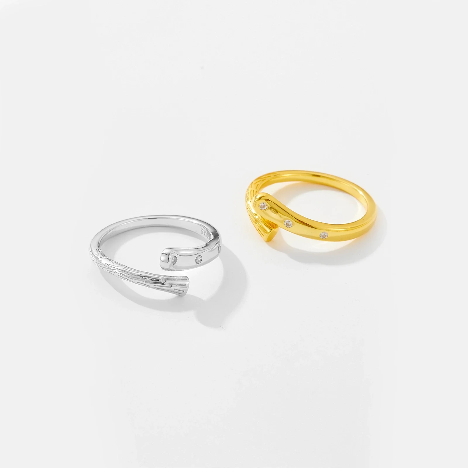 Wholesale Ring 925 Sterling Silver Irregular Geometric Electroplated Platinum 18K Gold Unisex - Image 3