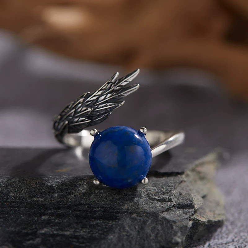 Wholesale Ring 925 Sterling Silver Natural Malachite Lapis Lazuli White Agate Animals Zodiac Design Set With Precious Stones - Image 2