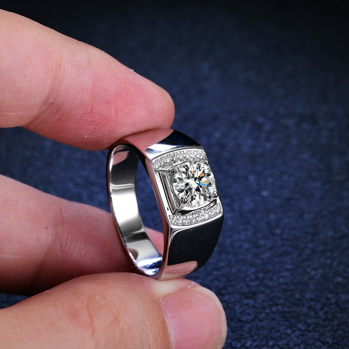 Wholesale Ring 925 Sterling Silver Platinum Plated Moissanite Geometric Simple Style For Women - Image 2