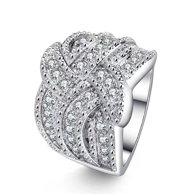 Wholesale Ring Alloy White Sapphire Zircon Rhombus Electroplated Unisex - Image 14