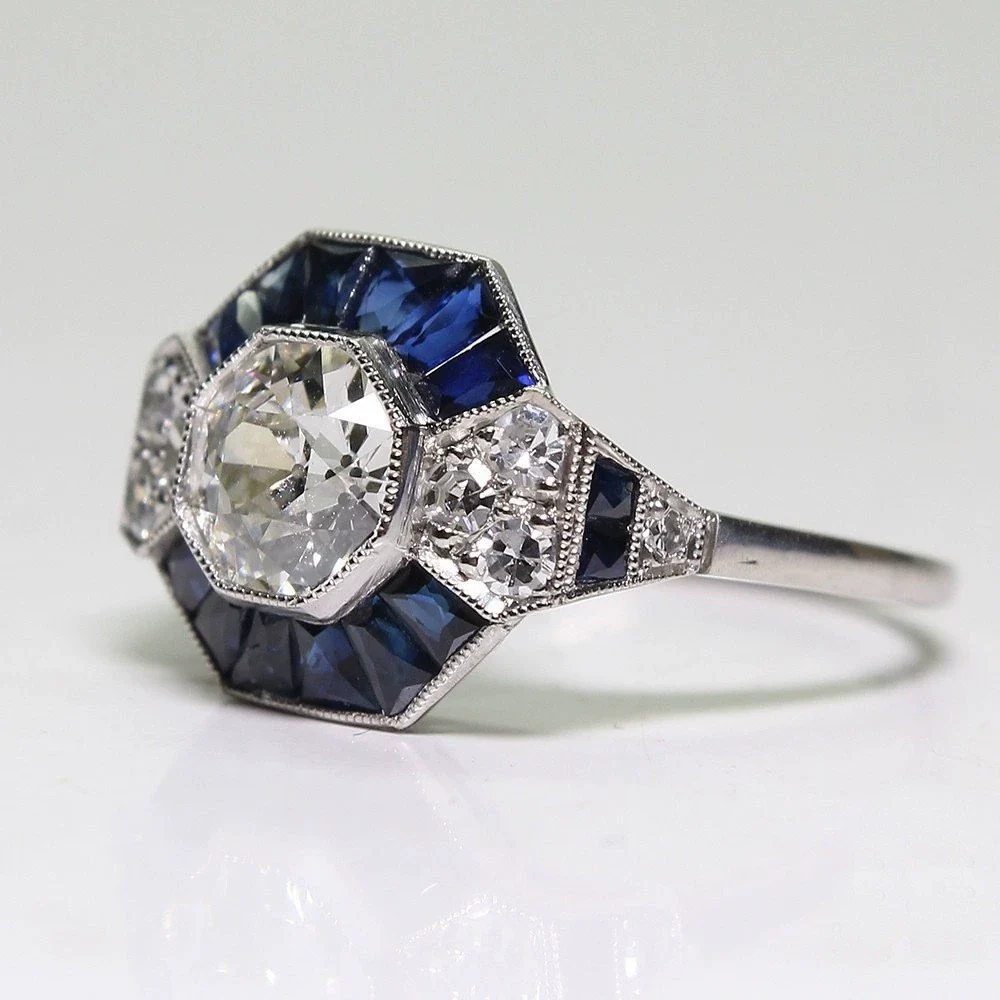 Wholesale Ring Alloy White Sapphire Zircon Rhombus Electroplated Unisex - Image 9
