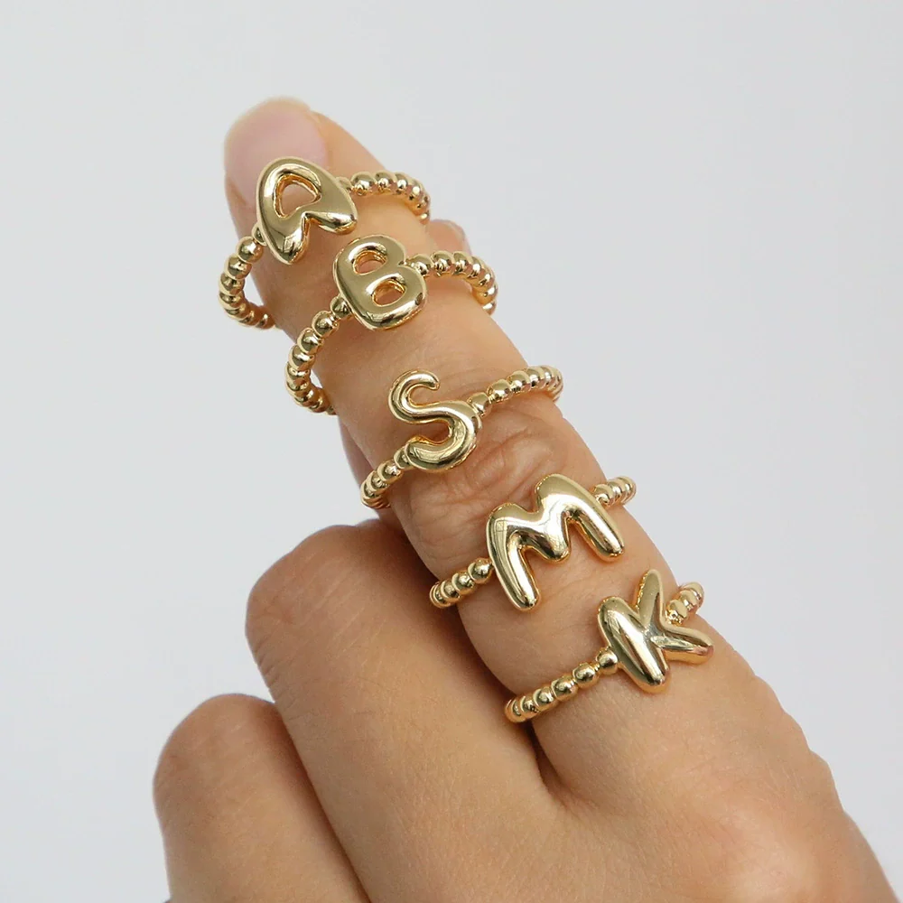Wholesale Ring Copper Electroplated English Letter Jewelry - Image 3
