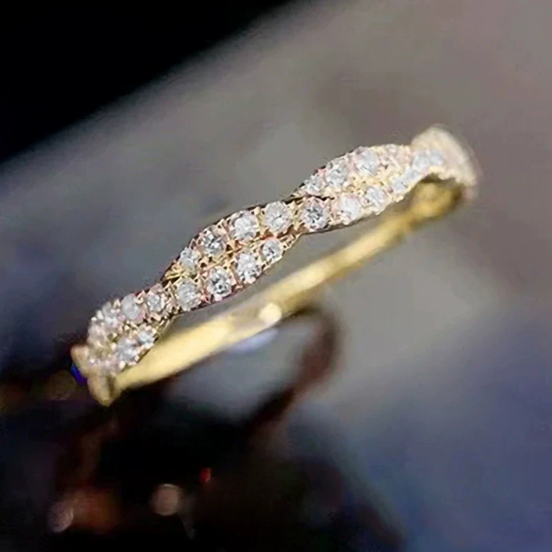 Wholesale Ring Copper Geometric Inlaid Zircon Light Luxury Twisted Edge - Image 6