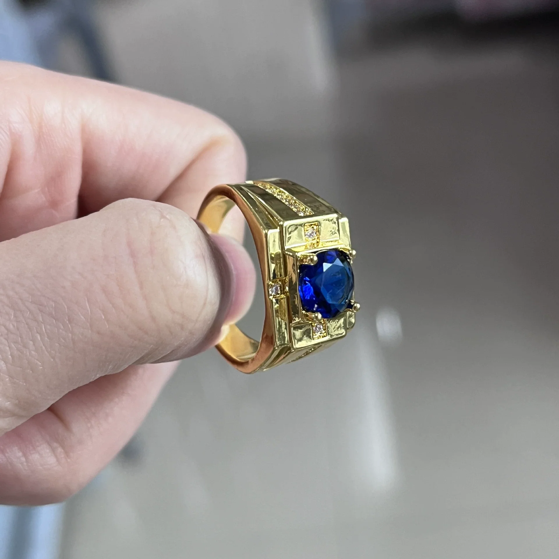 Wholesale Ring Copper Geometric Style Electroplated Imitation Mossan Diamond White Zirconium Unisex - Image 10