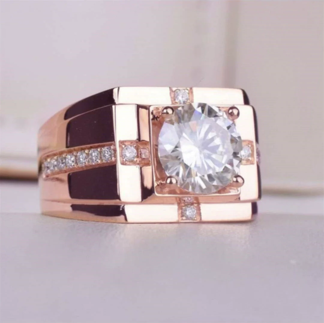 Wholesale Ring Copper Geometric Style Electroplated Imitation Mossan Diamond White Zirconium Unisex - Image 3