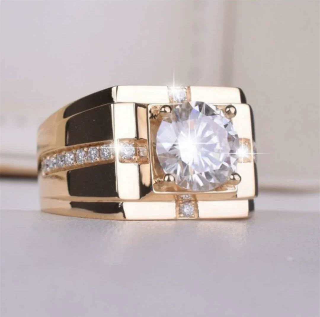 Wholesale Ring Copper Geometric Style Electroplated Imitation Mossan Diamond White Zirconium Unisex - Image 6