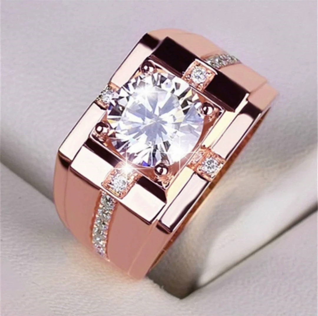 Wholesale Ring Copper Geometric Style Electroplated Imitation Mossan Diamond White Zirconium Unisex - Image 8