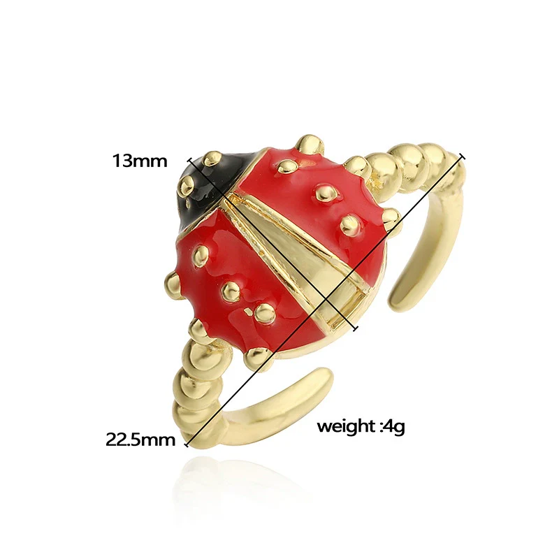 Wholesale Ring Copper Inlaid Zirconium Insect Ladybug Style - Image 2