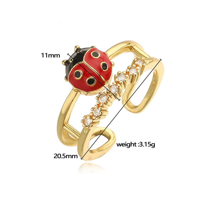 Wholesale Ring Copper Inlaid Zirconium Insect Ladybug Style - Image 3