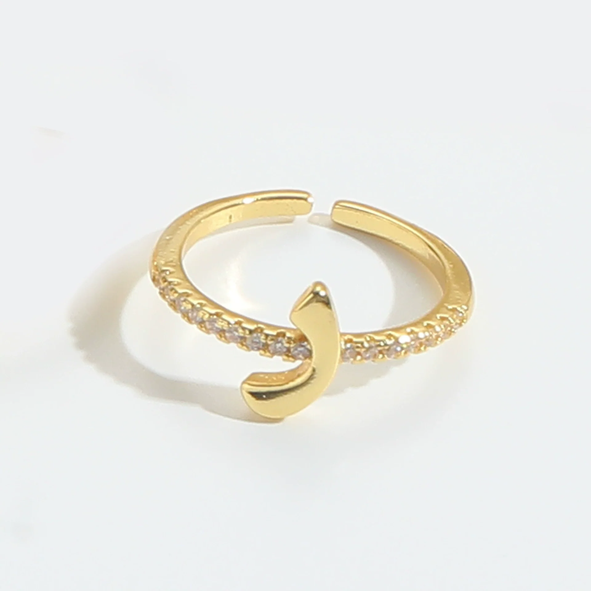 Wholesale Ring Copper Simple Letter Style Electroplating Inlaid With Zircon - Image 13
