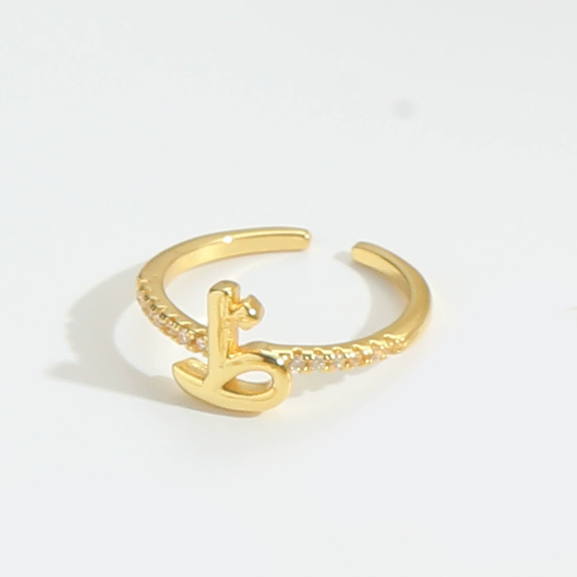 Wholesale Ring Copper Simple Letter Style Electroplating Inlaid With Zircon - Image 19