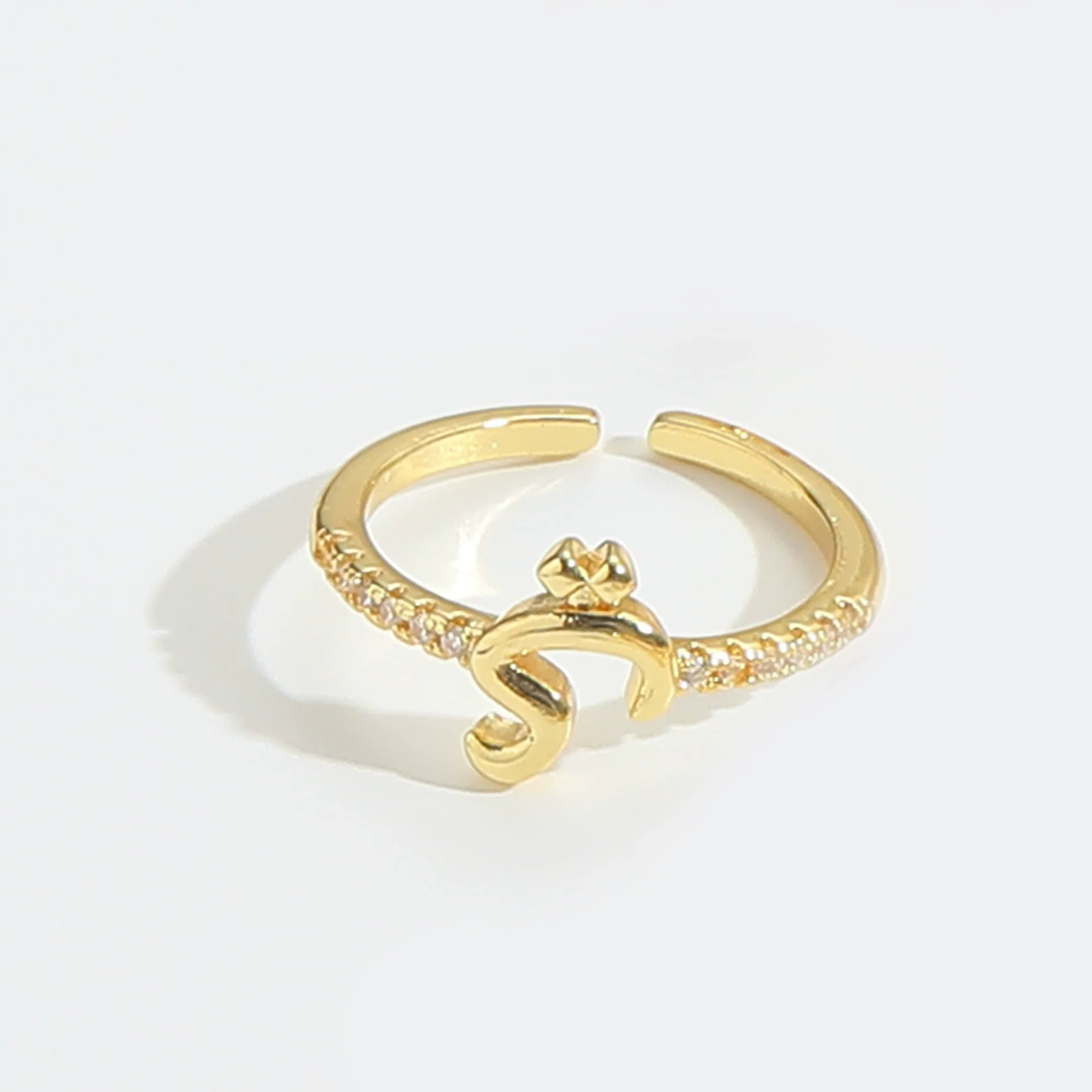 Wholesale Ring Copper Simple Letter Style Electroplating Inlaid With Zircon - Image 32