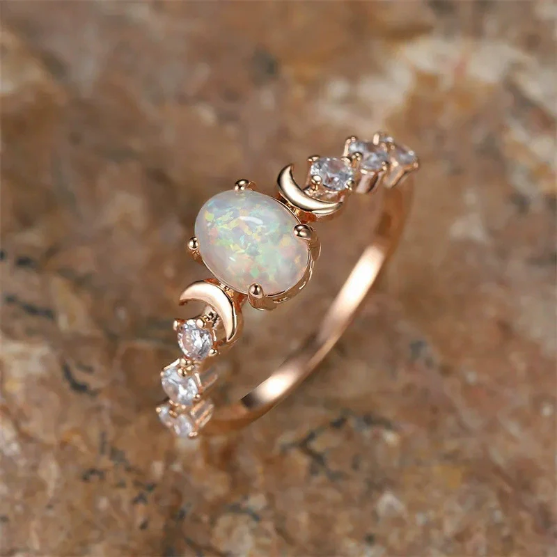 Wholesale Ring Retro Oval Copper Geometric Style Inlaid Zircon For Women - Image 2