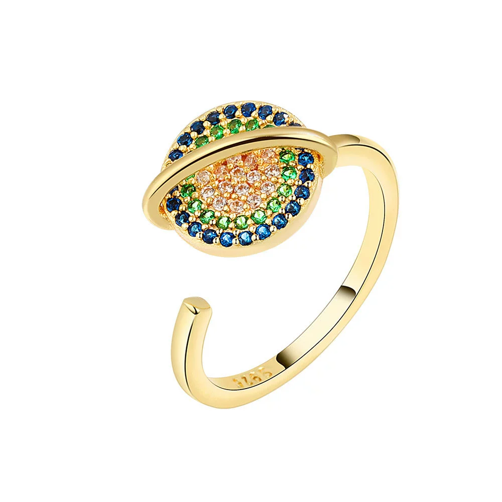 Wholesale Ring S925 Sterling Silver Geometric Rotating Colored Diamond Electroplated For Women - Image 5