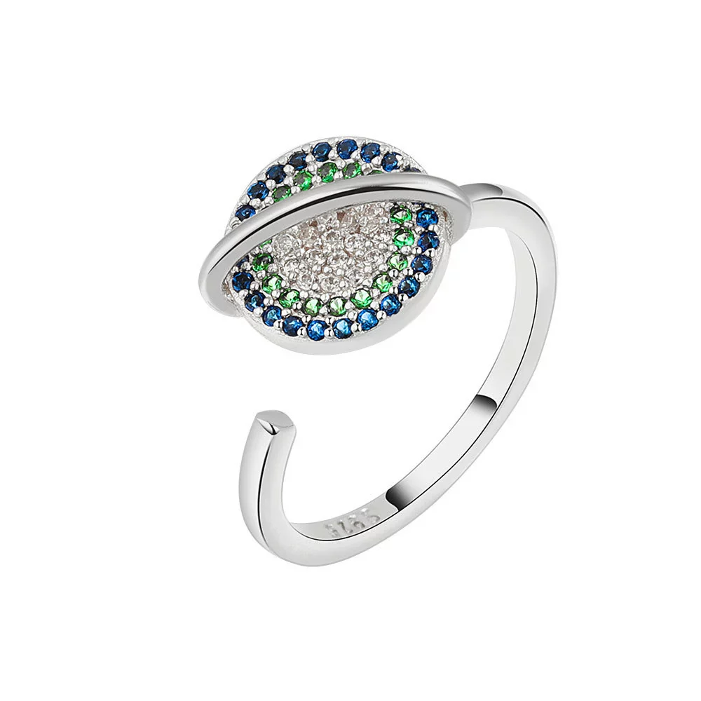 Wholesale Ring S925 Sterling Silver Geometric Rotating Colored Diamond Electroplated For Women - Image 7