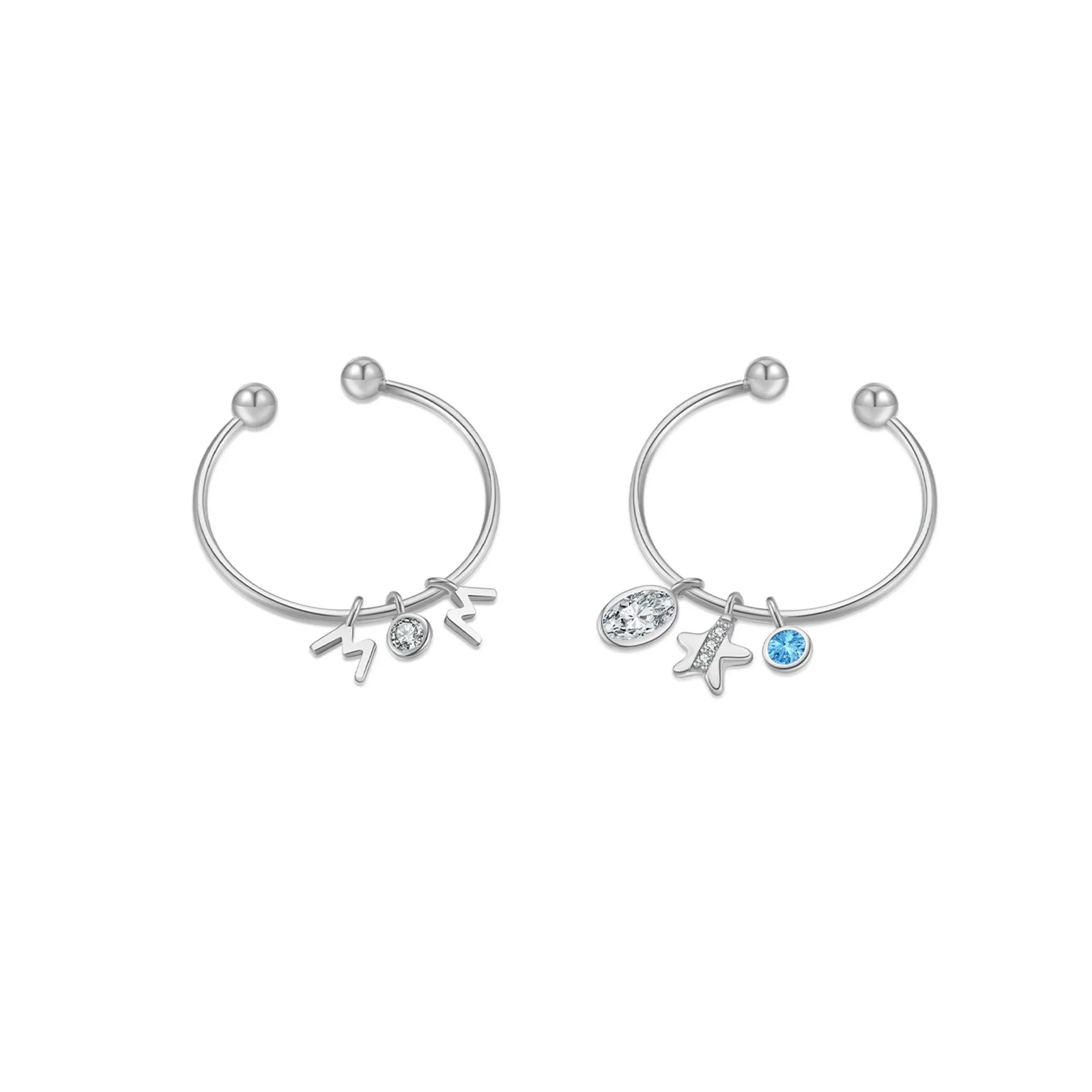Wholesale Ring S925 Sterling Silver Opening Adjustable Letter Pendant Microinlaid Zircon Electroplated Platinum 18K Gold Fashion - Image 5