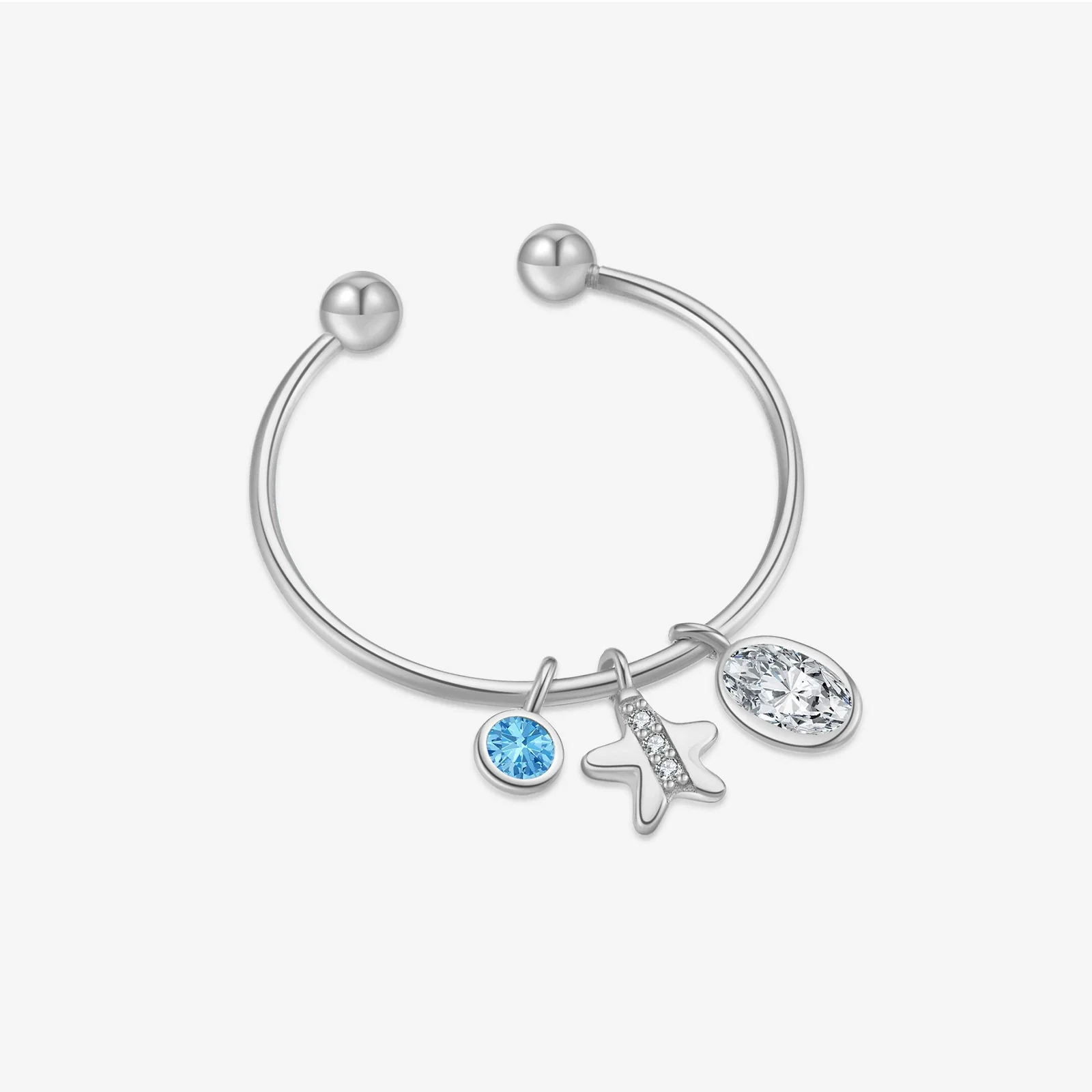 Wholesale Ring S925 Sterling Silver Opening Adjustable Letter Pendant Microinlaid Zircon Electroplated Platinum 18K Gold Fashion - Image 6