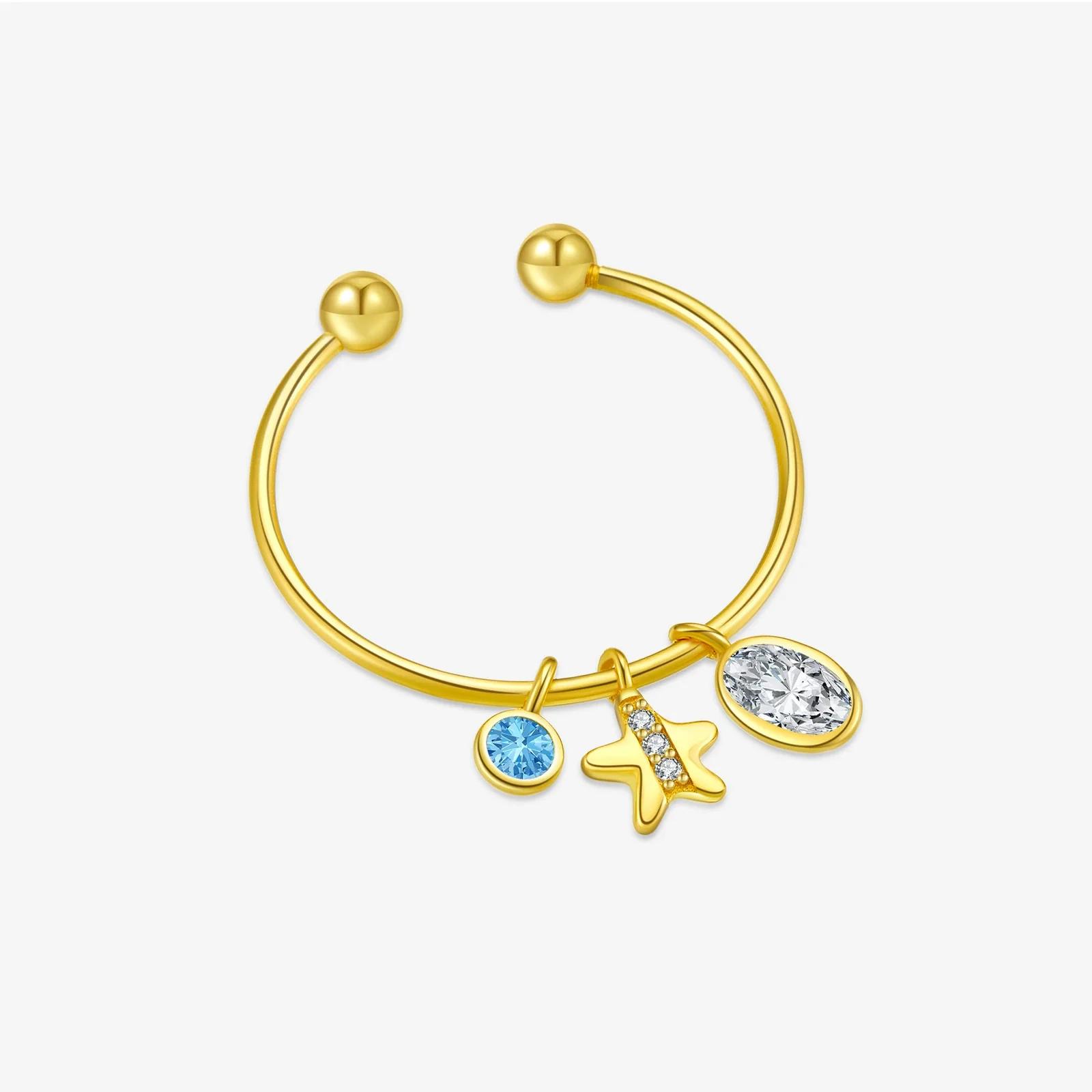 Wholesale Ring S925 Sterling Silver Opening Adjustable Letter Pendant Microinlaid Zircon Electroplated Platinum 18K Gold Fashion - Image 7