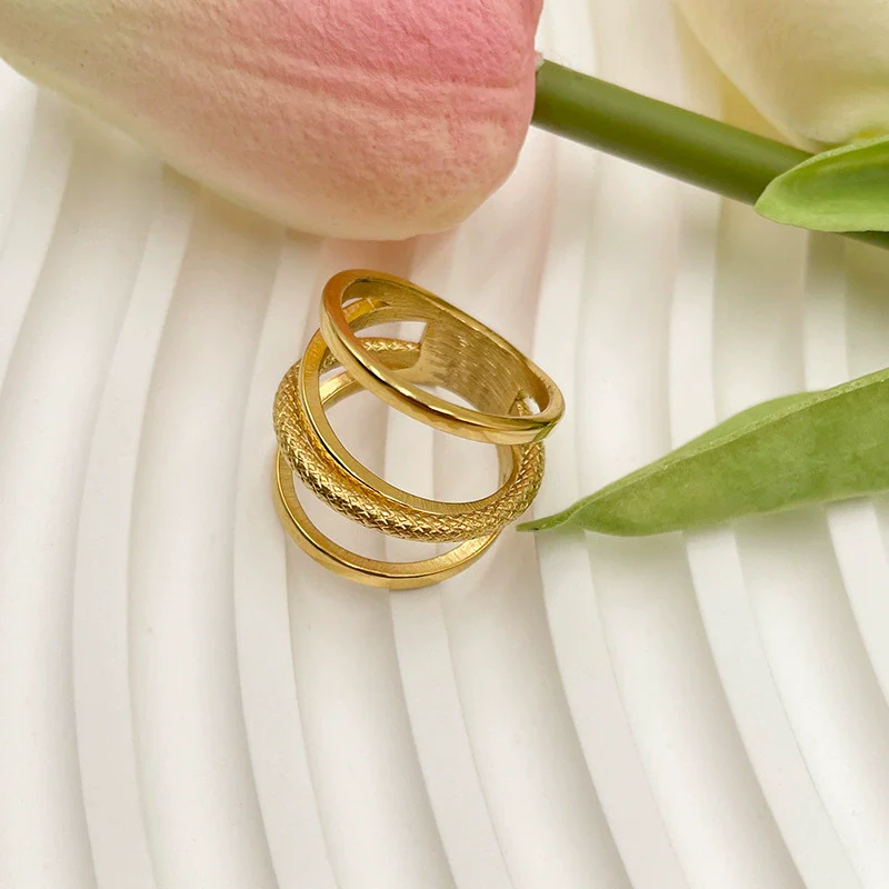 Wholesale Ring Stainless Steel Geometric Cold Style Electroplating Jewelry For Women - Image 4