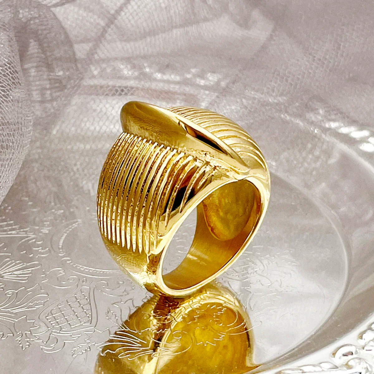 Wholesale Ring Stainless Steel Geometric Electroplating Design - Image 3