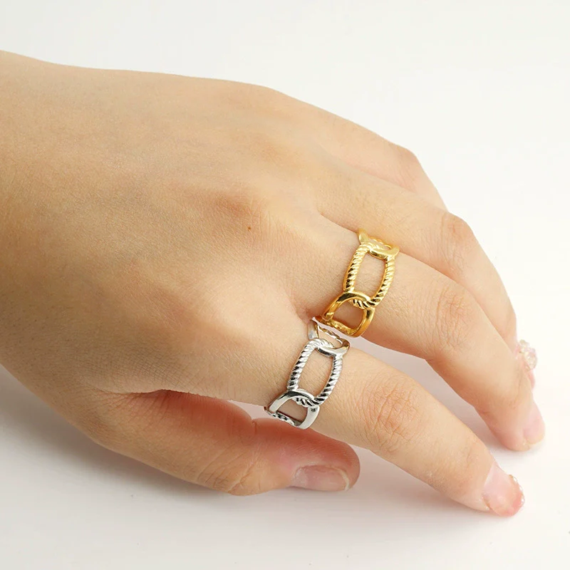Wholesale Ring 316L Stainless Steel Geometric Simple Electroplating For Women - Image 2