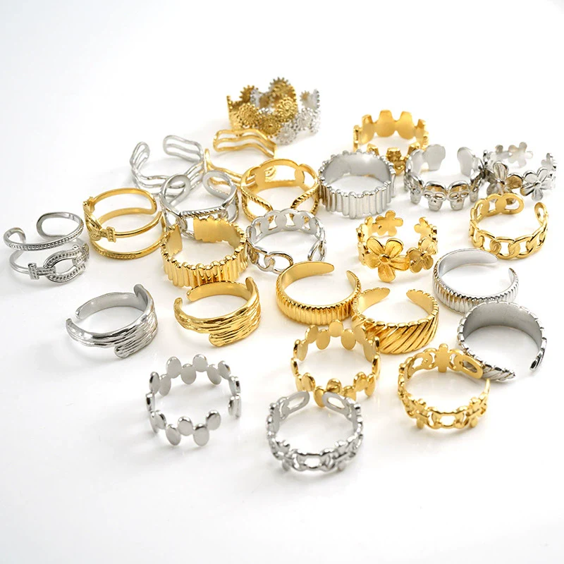 Wholesale Ring 316L Stainless Steel Geometric Simple Electroplating For Women - Image 4