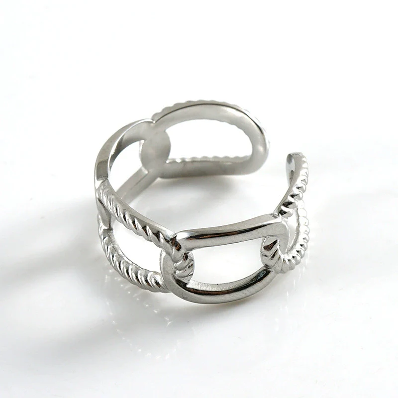 Wholesale Ring 316L Stainless Steel Geometric Simple Electroplating For Women - Image 5