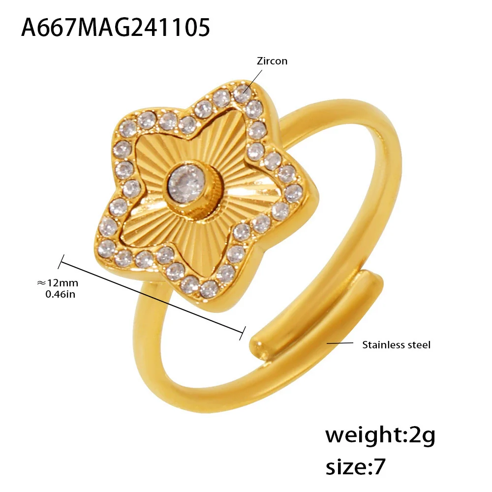 Wholesale Ring Stainless Steel Light Luxury Geometric Heart Star Pattern Pvd Electroplating - Image 8