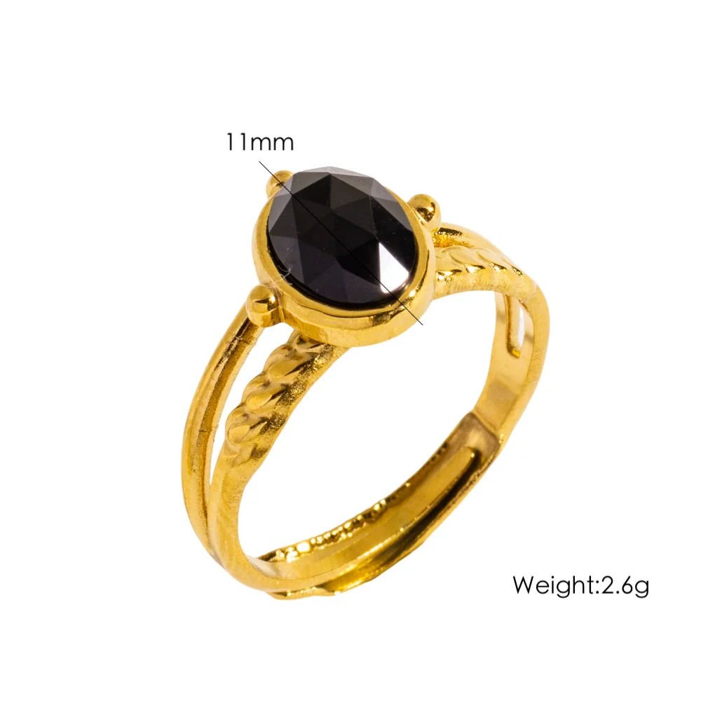 Wholesale Ring Stainless Steel Natural Stone Inlaid Geometric Light Luxury Retro Style - Image 10