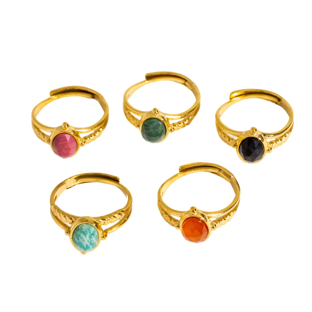 Wholesale Ring Stainless Steel Natural Stone Inlaid Geometric Light Luxury Retro Style - Image 5