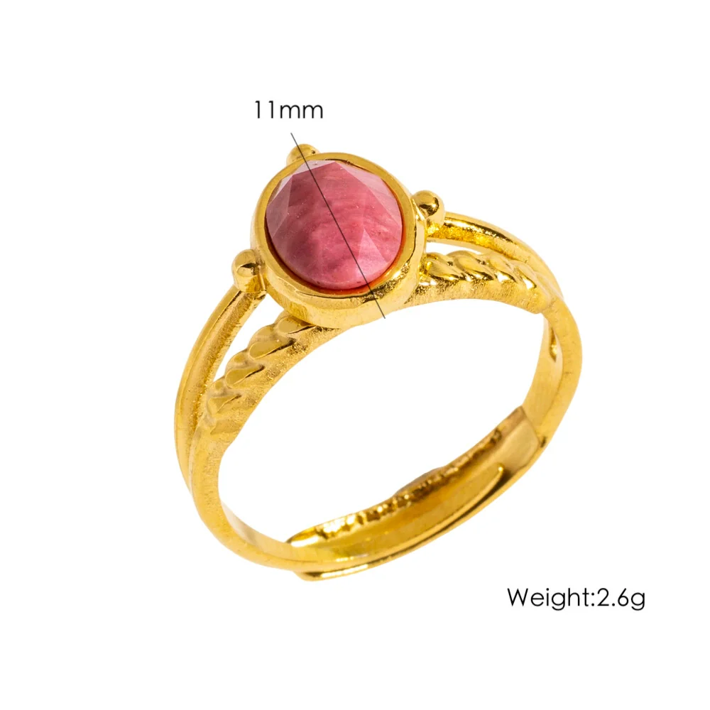 Wholesale Ring Stainless Steel Natural Stone Inlaid Geometric Light Luxury Retro Style - Image 6