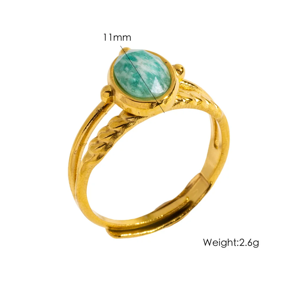 Wholesale Ring Stainless Steel Natural Stone Inlaid Geometric Light Luxury Retro Style - Image 7