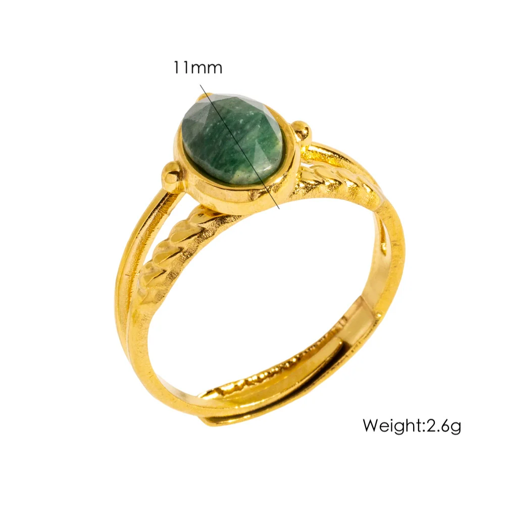 Wholesale Ring Stainless Steel Natural Stone Inlaid Geometric Light Luxury Retro Style - Image 8