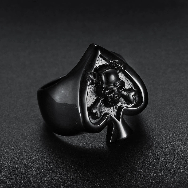 Wholesale Ring Stainless Steel Trendy Heartshaped Skull Poker Spades Design Apply Oil Unisex - Image 3