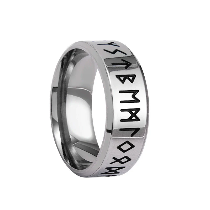 Wholesale Ring Stainless Steel Viking Style With Letters Numbers Text Electroplated - Image 7