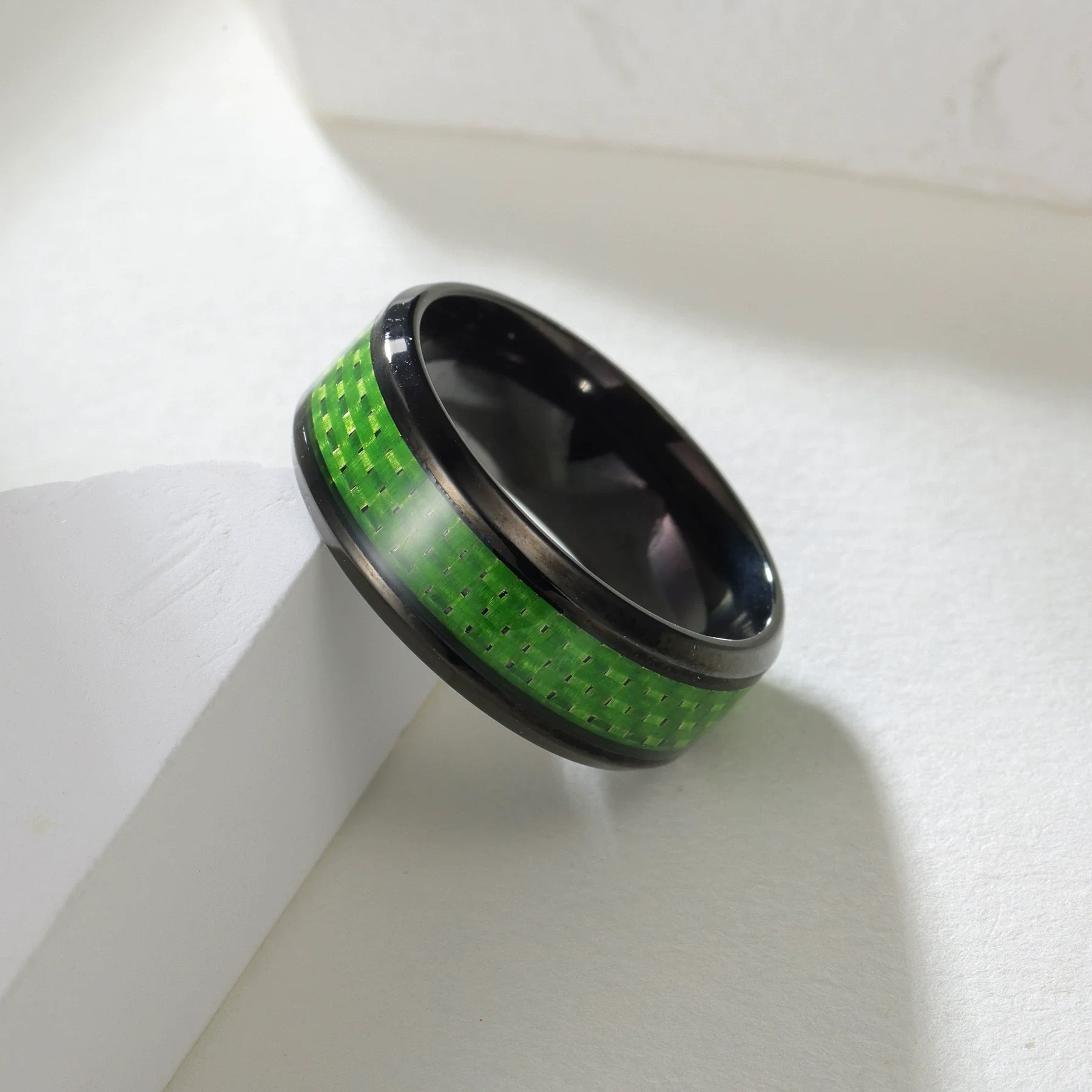 Wholesale Ring Titanium Steel Carbon Fiber Geometric Style Electroplating Unisex - Image 4