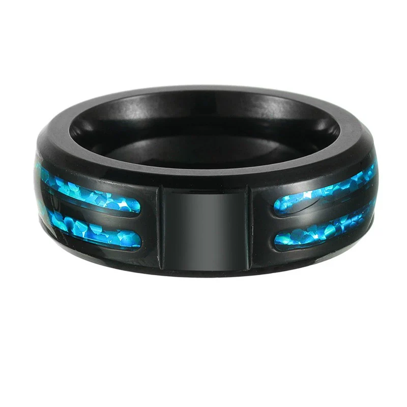 Wholesale Ring Titanium Steel Inlaid Imitation Opal Laser Cross With Letters Numbers Text Electroplating Unisex - Image 5