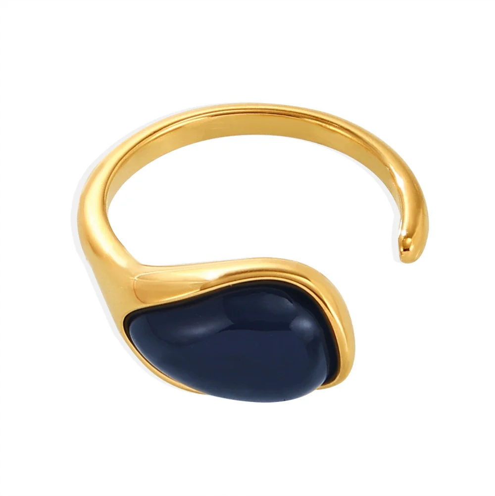 Wholesale Ring Titanium Steel Resin Drop Shaped Geometric Pvd Electroplating - Image 5