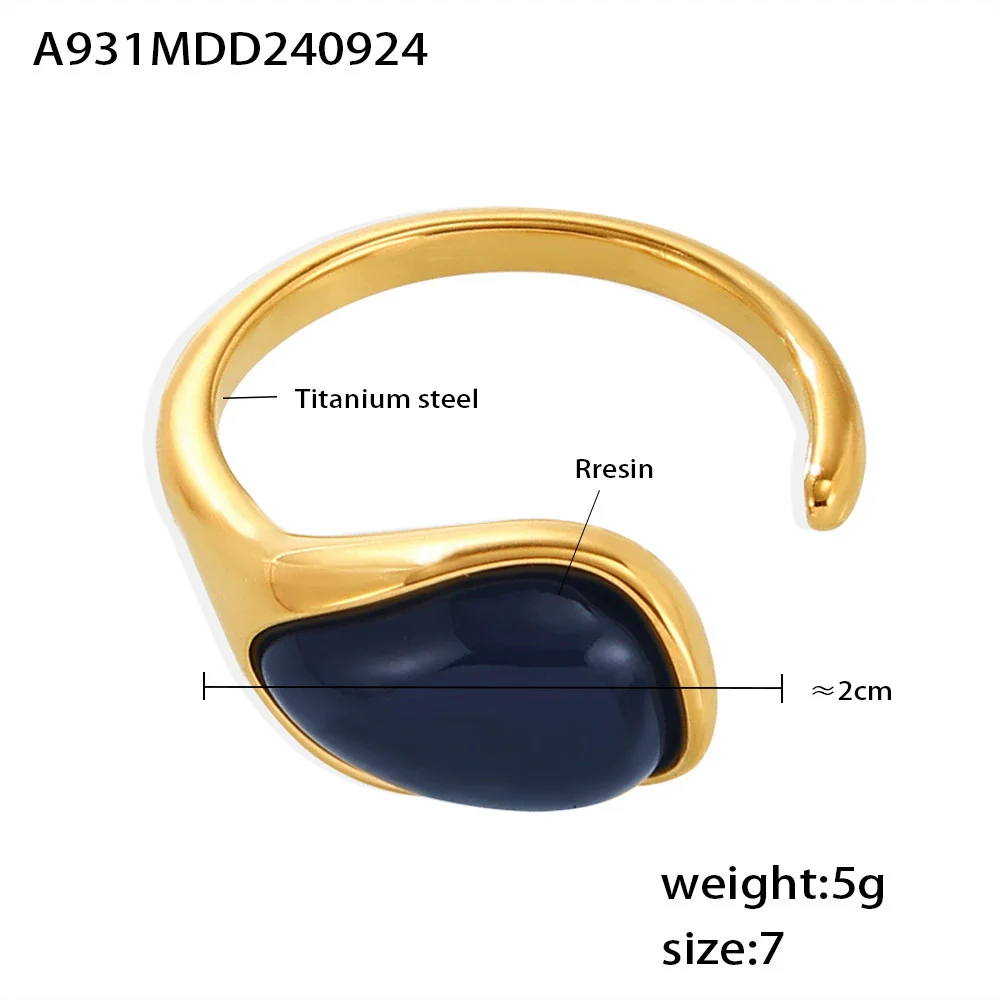 Wholesale Ring Titanium Steel Resin Drop Shaped Geometric Pvd Electroplating - Image 6