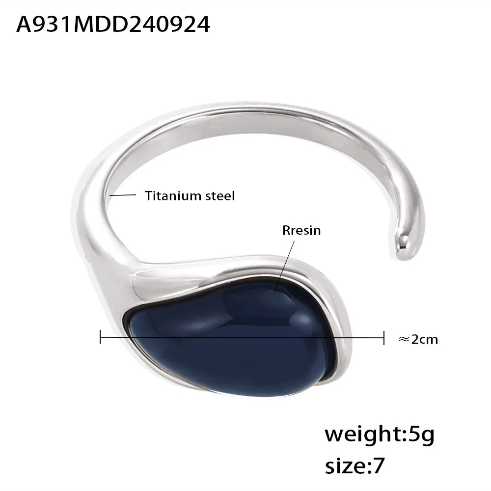 Wholesale Ring Titanium Steel Resin Drop Shaped Geometric Pvd Electroplating - Image 7