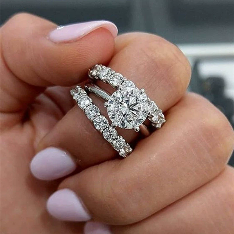 Wholesale Rings Copper Geometric Inlaid Zircon Women's Couple Style - Image 2