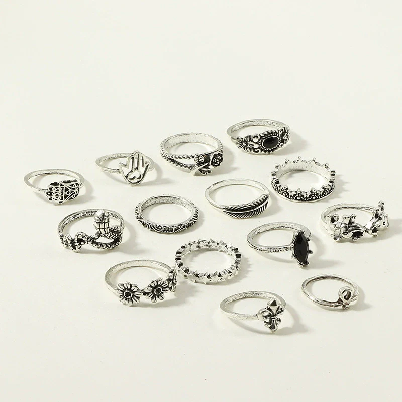 Wholesale Rings Retro Style Alloy With Elephant Leaves Flowers Pattern Electroplated For Women - Image 4