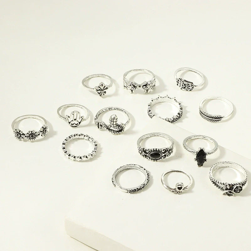 Wholesale Rings Retro Style Alloy With Elephant Leaves Flowers Pattern Electroplated For Women - Image 5
