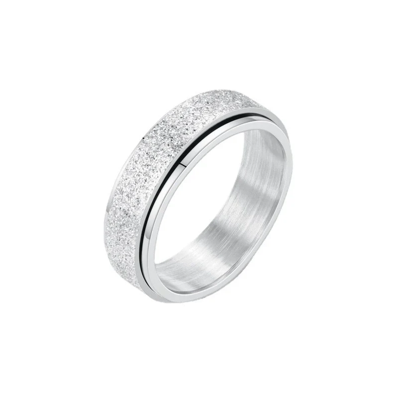 Wholesale Rings Stainless Steel Pearl Sand Rotating Rotatable Fashion Unisex Electroplated With Letters Numbers Text - Image 3