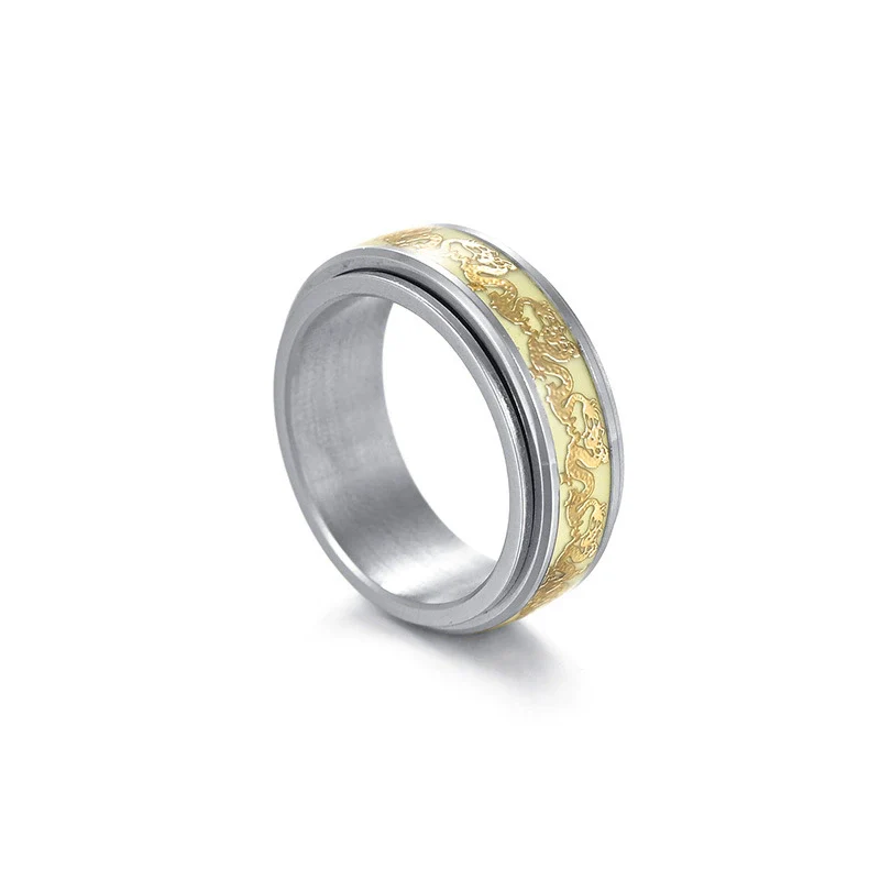 Wholesale Rotatable Decompression Unisex Titanium Steel Ring With Dripping Oil Luminous And Geometric Style Featuring Letters Numbers Text - Image 15
