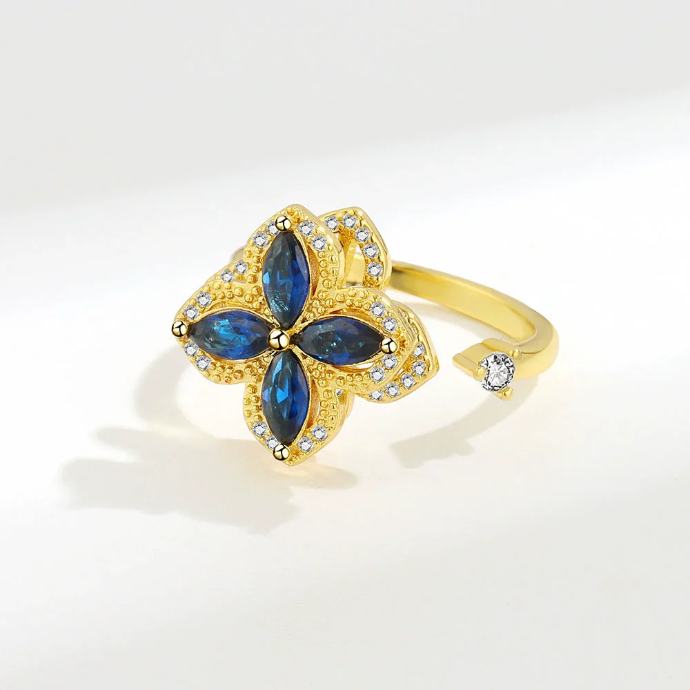 Wholesale Rotatable Living Antianxiety Decompression Women's Copper Ring With Microinlaid Zircon And Geometric Pattern Electroplated - Image 2